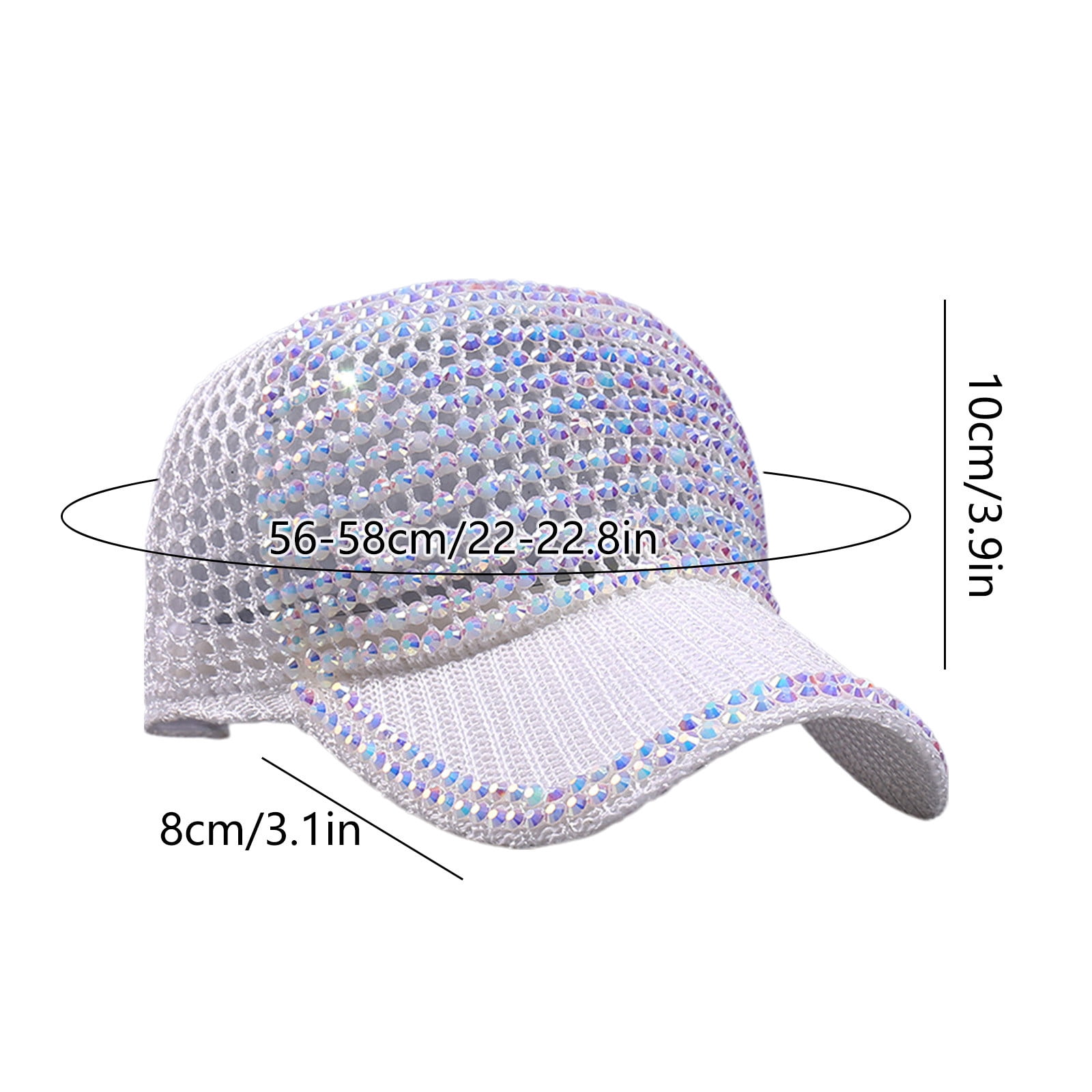 Women's Studded Rhinestone Baseball Cap - Adjustable Bling Mesh Sun Hat For Casual & Sports, Blue