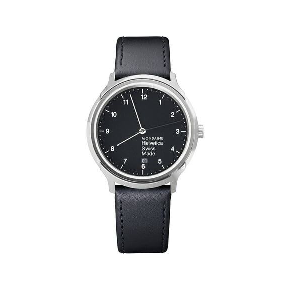 Mondaine Helvetica No1 Regular 40mm Steel Black Dial Mens Watch MH1.R2220.LB