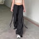 thumbnail image 5 of Gibobby pantalones negros mujer Ropa de calle de moda para mujer, pantalones de calle rectos de cintura alta de pierna ancha, monos, pantalones Cargo con bolsillos (Negro, L), 5 of 5