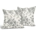 thumbnail image 3 of Light Grey and Cream Floral Pillow Covers 18x18 Inch Set of 2 Vintage Floral Throw Pillow Covers Chinoiserie Flower Pillowcases Rustic Farmhouse Cotton Linen Cushion Covers for Couch Bed Sofa Decor, 3 of 6