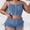 Blue, variant on Naittoop Womens 2 Piece Set Ribbed Cami Top with Adjustable Straps and Drawstring Ruffle Shorts Cozy Casual Streetwear Daily Outfit