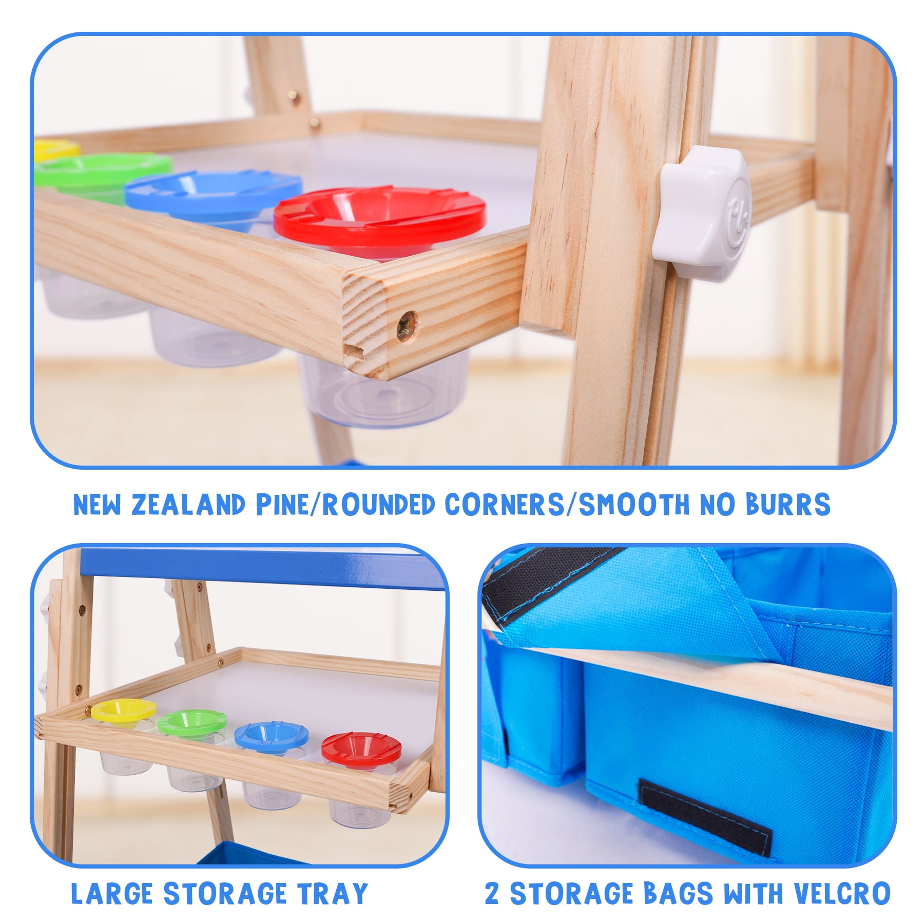 Joyooss Kids Art Easel Adjustable Wooden Double-Sided with Paper Roll Joyooss 122 BLUE