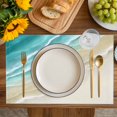 thumbnail image 4 of Turquoise Beach Coastal Placemats Set of 4, Summer Ocean Nautical Seaside Placemats for Dining Table, Place Mats for Kitchen Tabletop, Waterproof Wipeable Dining Table Mats Set, 4 of 9
