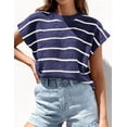 thumbnail image 5 of PRETTYGARDEN Womens Summer Short Sleeve Tops Trendy Crew Neck Striped Knit Sweater Business Casual Spring Clothes, 5 of 9