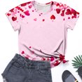 thumbnail image 2 of Hyknon Hauts pour Femmes Été Saint-Valentin Imprimé Amour Manches Courtes Décontracté Col Rond Pull-Over Doux Polyvalent pour Femmes, 2 of 5
