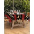 thumbnail image 2 of Outdoor Tablecloth with Umbrella Hole and Zipper, Christmas Reindeer Rectangle Table Cloth 52x70 Inch Waterproof Tablecloth, Red Farmhouse Checker Xmas Snowflake Picnic Table Cover for Patio Camping, 2 of 7