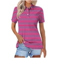 thumbnail image 1 of Blusas para las Mujeres Impresión Casual Manga Corta Turndown Collar Botón Superior, Tops Cortos para las Mujeres, 1 of 5