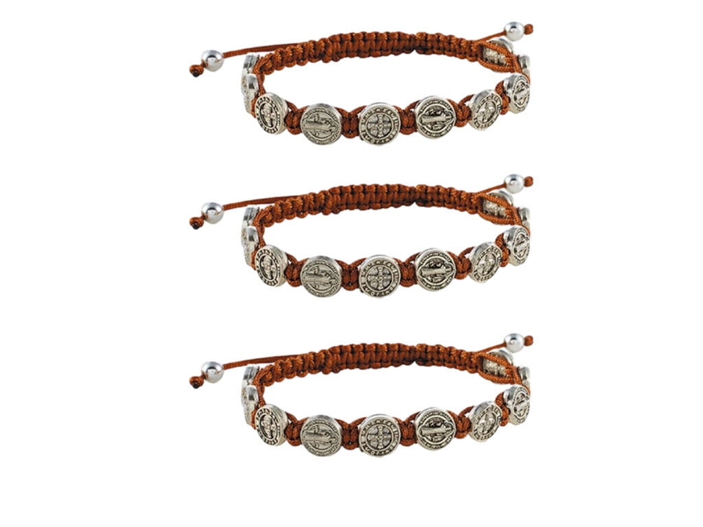 2-Pack San Benito Bracelets With Saint Benedict Medal - Adjustable, Catholic Gift For Men & Women