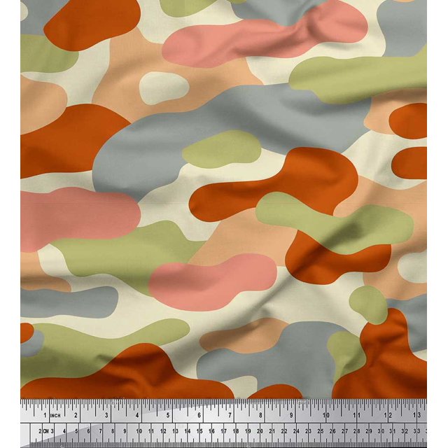 Soimoi Rayon Fabric Two Tone With Grey Camouflage Print Fabric by the Yard 56 Inch Wide