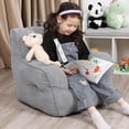 thumbnail image 2 of Kids Bean Bag Chair with a Plush Bear, Comfy Toddler Chair for Boys and Girls, Grey, 2 of 12