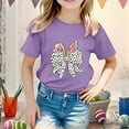 thumbnail image 2 of Rhuody Easter T Shirts For Girl Crewneck Tee Short Sleeve Tops Bunny Graphic Shirts Lovely Playsuit 10-11 Years Purple, 2 of 4