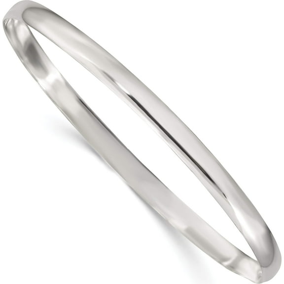 Sterling Silver 4mm Solid Polished Plain Slip-On Bangle Bracelet (7 X 4) Made In India qb237