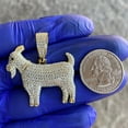 thumbnail image 3 of Real Solid 925 Sterling Silver w/ Gold Finish GOAT Pendant Bling Iced Flooded Micro Pave 1.5" inch, 3 of 7