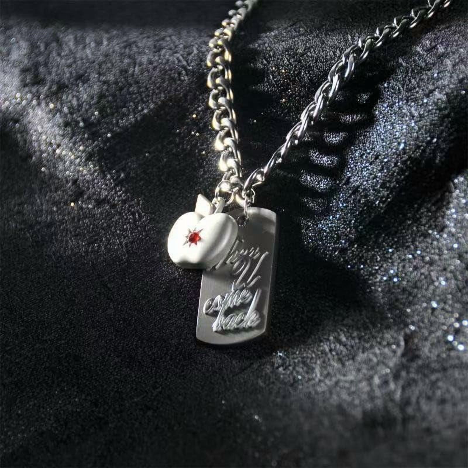 Women's Square Apple Elegant Necklace Cos Versatile Pendant Necklace Chain Length About 45cm[t610]