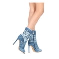 thumbnail image 3 of New Women Liliana Barbara-20 Distressed Denim Peep Toe Stiletto Ankle Boot, 3 of 3