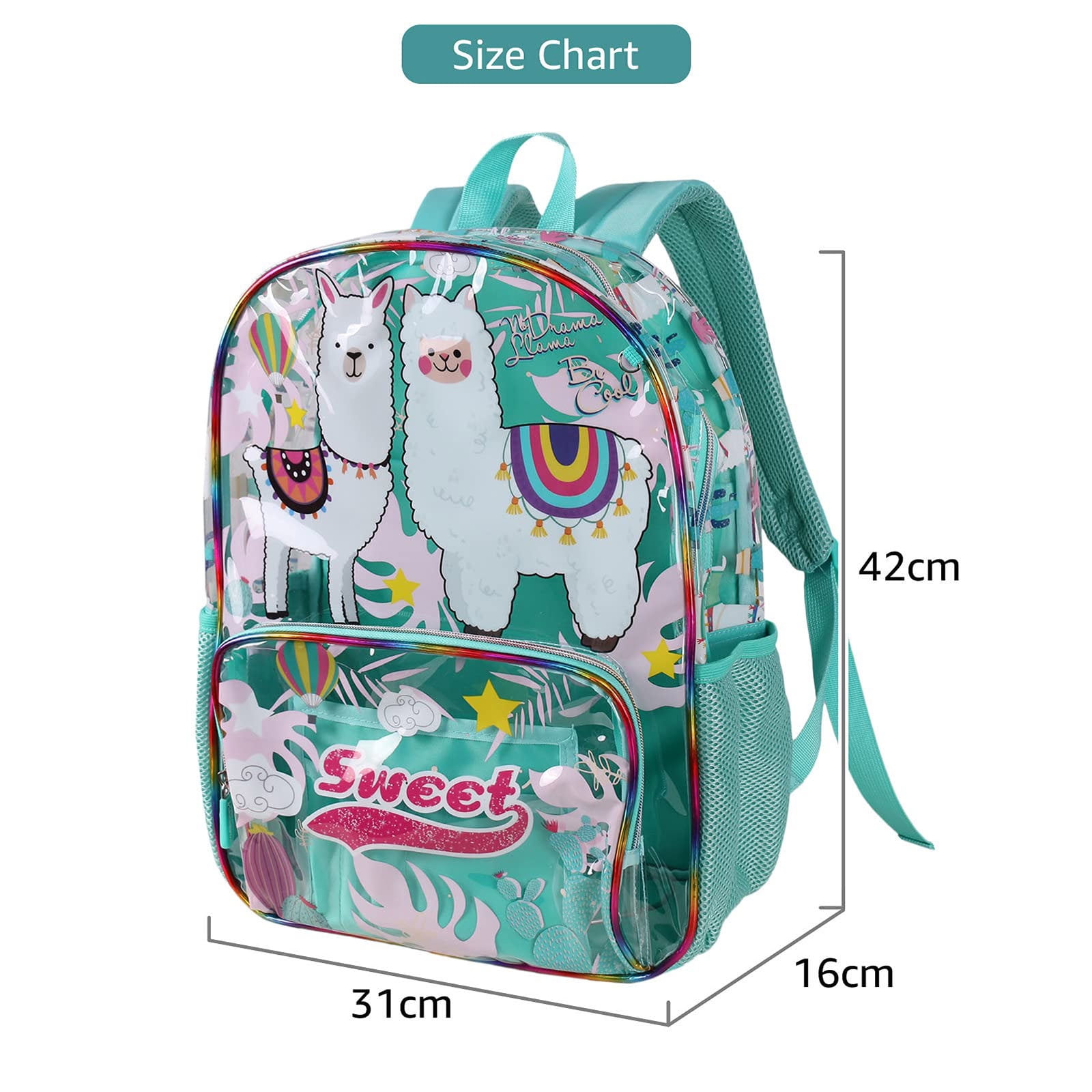 IvyH Kids Transparent Backpack,Clear Backpacks See Through PVC Unicorn  Bookbag Security Travel School Bags for Girls Boys,Pink Unicorn 