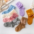 thumbnail image 4 of Calcetines de malla de verano para niñas pequeñas Color sólido Tubo medio Transpirable Lazos huecos Calcetines de princesa Nituyy Calcetines de red de verano sólidos a media pantorrilla para niños pequeños, 4 of 5