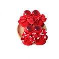 thumbnail image 2 of Honganda Baby's Anti Skid Socks, Boat Line Socks with Mesh Wave Point Bowknot, 2 of 4