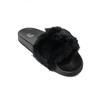 Kali Footwear Women’s Flip Flop Faux Fur Soft Slide Flat Slipper Limit