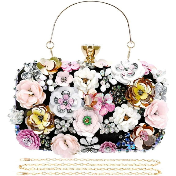 Namzi Selighting Colorful Floral Clutch Evening Bags for Women Formal Beaded Bridal Wedding Purse Prom Cocktail Party Handbags