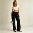 thumbnail image 5 of Nestiefly Baggy Sweatpants for Women Fleece Wide Leg Low Rise Drawstring Pants Elastic Waist Fall Winter Joggers Sweat Shirts Black L, 5 of 10