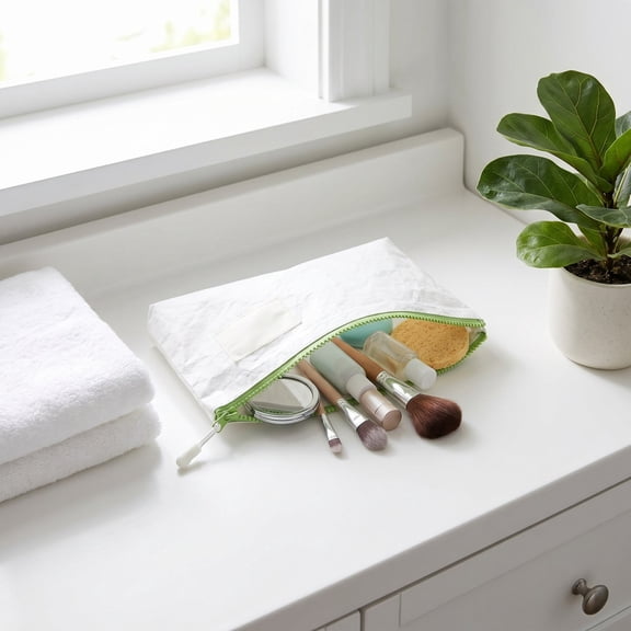 Nylon Luggage Packing Cube Small Size, Waterproof Travel Organizer Pouch with Zipper, Clothing Storage Bag for Suitcase Travel Home, White, 7.87x4.72 Inches