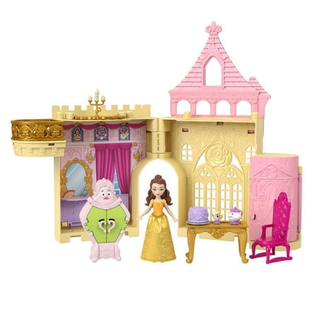Disney Princess Storytime Stackers Playset, Belle's Castle Dollhouse with Small Doll & 9 Pieces