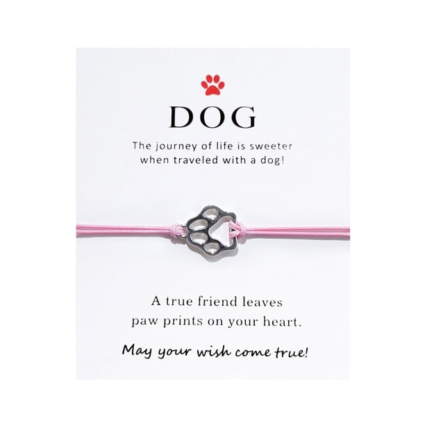 Trenza de alambre encerado pulsera ajustable Pushpull perro DOG bendición tarjeta pulsera