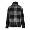 thumbnail image 4 of IROINNID Women's Shacket Jacket Turndown Lapel Plaid Long Sleeve Casual Zipper Double Sided Fleece Pocket Recreational Tops, White, 4 of 5