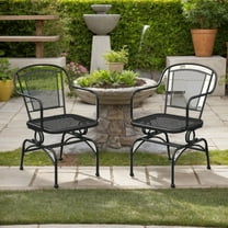 YYAo Rocking Bistro Chairs, Outdoor Rocker Chairs,Outdoor Rocking Chair Set of 2 with Mesh Backrest and Seat for Yard-Black