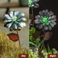 thumbnail image 6 of Galvanized Floral Garden Stake Outdoor Glow in Dark Plant Pick Water Proof Metal Stick Ornament Decor for Lawn Yard Patio, 4"W x 1.5"D x 13.8"H, 3 Set, 6 of 7
