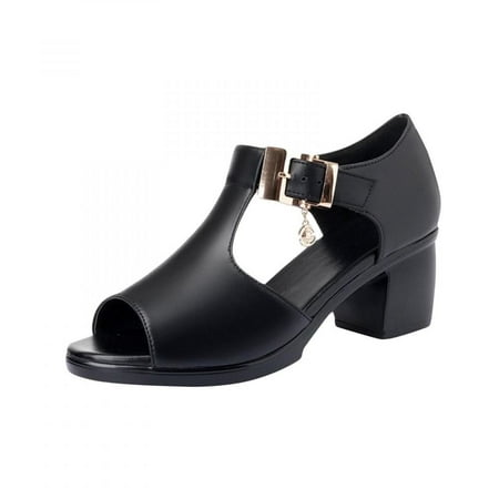 

Homedles Sandals for Women- Casual Gift for women Open Toe Chunky heeled Comfortable Summer Sandals for Women Black