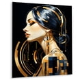 thumbnail image 2 of Designart "Black and gold art deco woman portrait I In Black and Gold"Fashion Woman Metal Art Black Modern Living Room Wall Art, 2 of 6