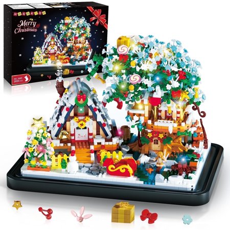 HogoKids 2055pcs Christmas House Building Set with Light Great Holiday Gift for Kids Aged 6-10