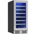 thumbnail image 1 of Zephyr Presrv Refrigerador de vino delgado de 15" Zona única debajo del mostrador - Mini refrigerador de vino estrecho Bodegas Gabinete pequeño Refrigerador de vino Enfriador de bar para el hogar Inde, 1 of 5
