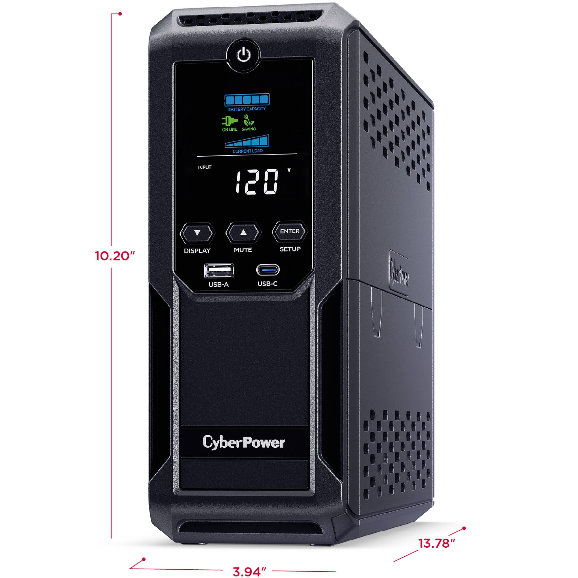 Restored CyberPower CP1500AVRLCD3-R 1500VA/900W, 12 Outlets, 2 USB Ports, AVR, Intelligent LCD Mini Tower UPS System, Black (Refurbished)