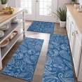 thumbnail image 2 of Blue Pioneer Flower and Paisley Pattern Kitchen Rugs Sets Of 3,Kitchen Runner Rugs Non Skid Washable,Decorative Kitchen Floor Mats for Kitchen,Sink,Laundry,17"x30"+ 17"x47" + 17"x59", 2 of 6