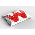 thumbnail image 2 of Ambesonne Letter W Pillow Sham 2 Pack, Capital W Strawberry, 36"x20", Vermilion Green Orange, 2 of 3