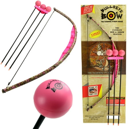 Kids Bow and Arrow Set Beginner Archery Toy Bullseye Pink Camo Training Kit Foam