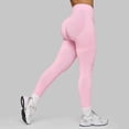thumbnail image 2 of Mnuaqn Butt Lifting Lycra No Front Seam Workout Leggings for Women Tummy Control High Waist Seamless Gym Running Leggings Pink for Size XL, 2 of 4