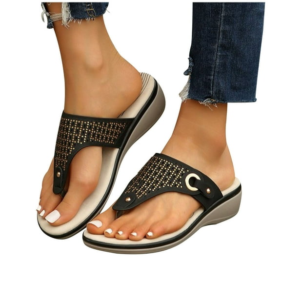 Womens Sandals Comfortable Fashion Casual Round Head Comfy Slippers Beach Casual Slipsole Shoes