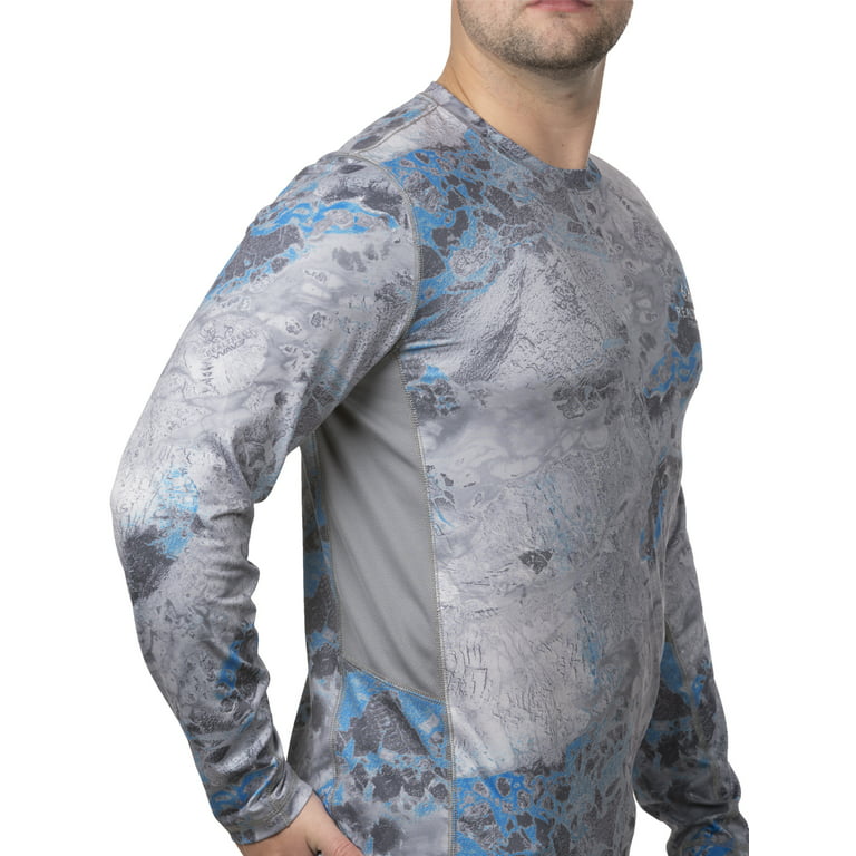 Realtree Fishing Shirt XL Blue Ocean Camo Vented Long Sleeve Mens Pullover  EUC
