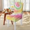 thumbnail image 5 of TSOVTHRID Colorful Tie Dye Print 5 Pcs Tablecloth and Chair Covers Set Stretchable Washable Table Cover and Seat Protector Slipcovers for Dining Room Kitchen Decor, 5 of 7