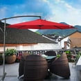 thumbnail image 1 of 360-Degree Rotation Cantilever Hanging Patio Umbrella with Extra-large Canopy for Outdoor Use, Wine Red, 1 of 6