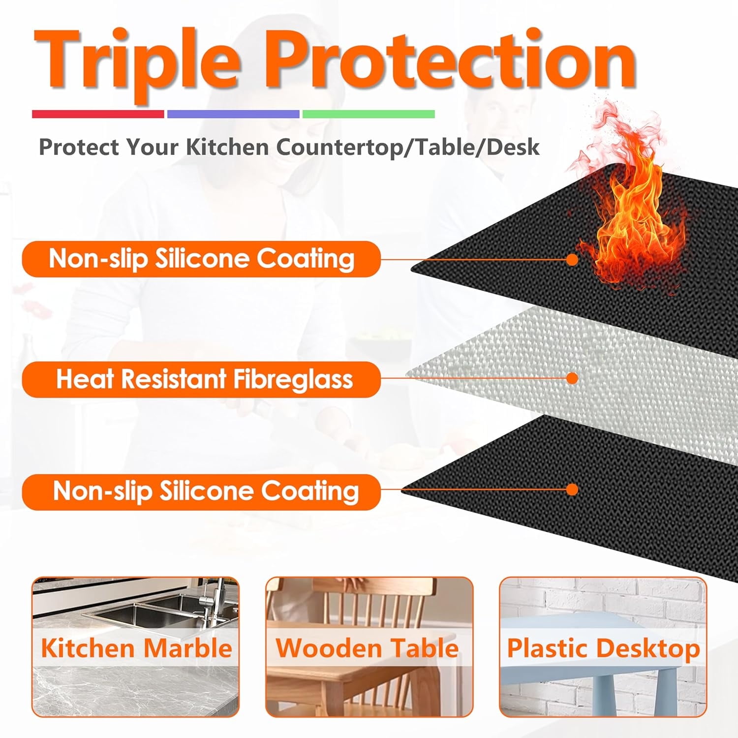 Heat Resistant Mat for Air Fryer,Deep Fryer,Toaster,Oven, 2 Pcs