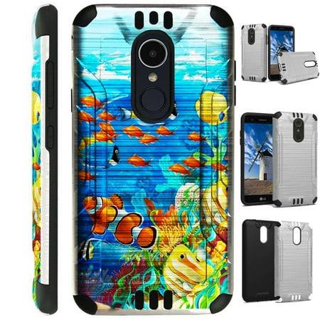 Silver Reef (For LG Rebel 3 | LG Rebel 4 Case Brushed Metal Texture Hybrid TPU Silver Guard Phone Cover (Ocean Reef)