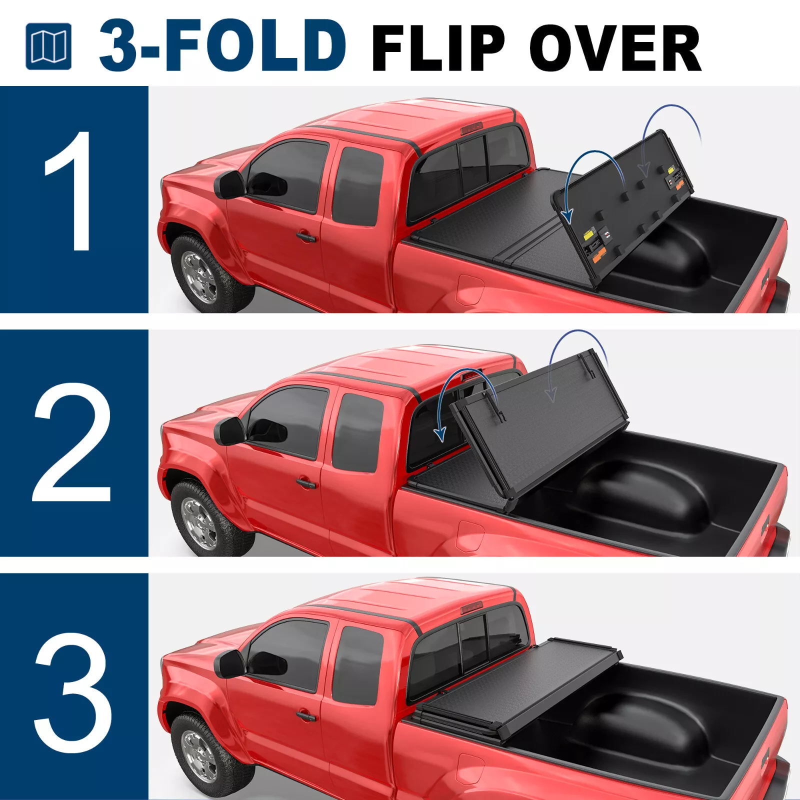 MOSTPLUS 5FT Tri-Fold Hard Tonneau Cover for 2024-2025 2026 Toyota Tacoma Truck Bed Waterproof