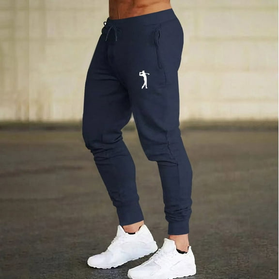 Zylanna Men's Casual Pants, Baggy Stretchable with Pockets Drawstring Waist Comfortable Joggers for Winter Sports Navy