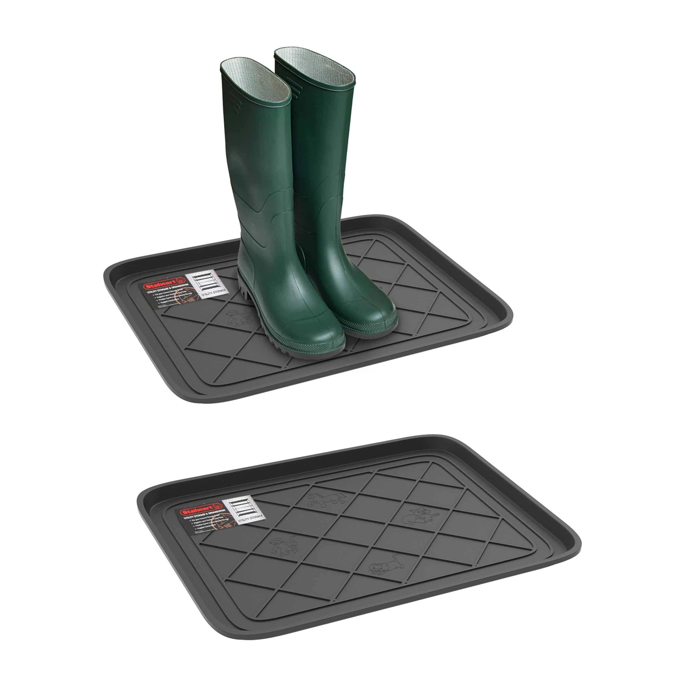 Stalwart All Weather Boot Tray in Multiple Sizes (Set of Two, Black
