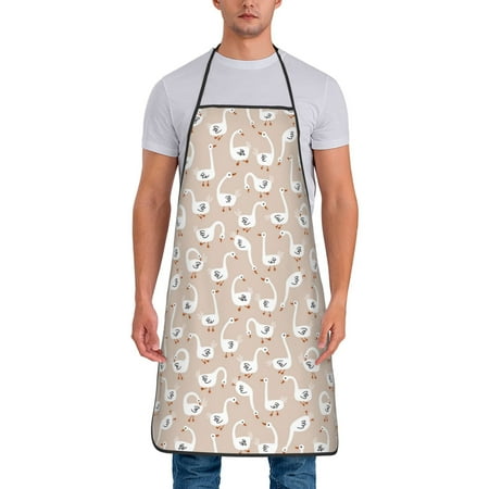 

Gaeub White Goose Print Apron for Men and Women Waterproof Apron for Cooking Dishwashing Lab Butcher Dog Grooming